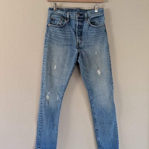 Levi's‎ 501 Women's Skinny Jeans Leave a Trace Light Wash W27 L28 Distressed - Picture 2 of 16